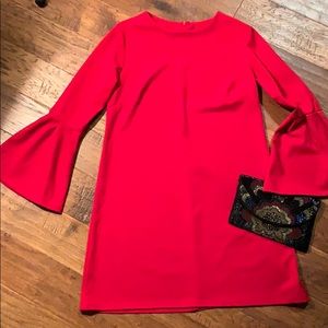 Shift dress with bell sleeve